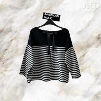 ราคา เสื้อ ผู้หญิง USED: AMERICAN HOLIC เสื้อคอปาด ลายขวางสี ขาวดำ ผูกโบว์หลัง ผ้าโพลีเอสเตอร์ผสมคอตตอน-มือสอง (10331056598)