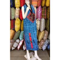 ราคา ชุดเดรสผ้าฝ้ายแท้ สไลด์สีย้อมคราม แต่งด้วยผ้าปักชนเผ่า ผ้าเก่าชนเผ่า สวมใส่สบาย สินค้ามีเพียงชิ้นเดียว ลายเดียว (16722381317)