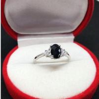 ราคา แหวนนิลแท้ แหวนเงินแท้ 925 ชุบทองคำขาวแท้ นิลแท้กาญจนบุรี (6783574856)