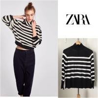 ราคา Zara knit black and white high/roll neck แท้นะคะ (7761606927)
