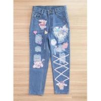 ราคา กางเกงยีนส์ขายาว แต่งชินนาม่อนโรล งานป้าย แบรนด์ Macaron (1903930629)