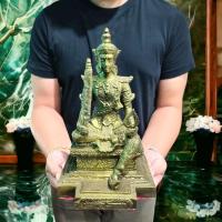 ราคา [MSW8]ท้าวเวสสุวรรณโณจัตุมหาราชิกา ประทับนั่งบัลลังก์ ถือคันฉ่องพร้อมคฑา หน้าตัก 5 นิ้ว สีทองโบราณ ปลุกเสกวัดจุฬามณี (23146542713)