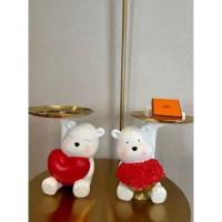 ราคา C998-999 โมเดลน้องหมีถือถาดสีทอง น้องหมีสีขาว (13582401027)