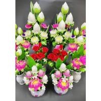 ราคา แจกันดอกบัวดอกบัวบูชาพระ ดอกบัว แจกันดอกกุหลาบแดง *ราคาต่อคู่* ถวายพระ ท้าวเวสสุวรรณ ขนาดใหญ่ (14779155386)