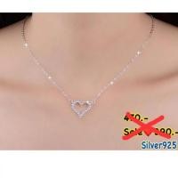 ราคา สร้อยคอเงินแท้จี้รูปหัวใจชุบทองคำขาวงานเกาหลี ยาวทบ22cm. (4334335102)