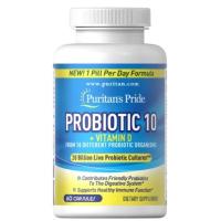 ราคา New Probiotic 10 + Vitamin D3 60 เม็ด Puritan's Pride (12525874327)