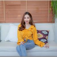 ราคา เสื้อครอป แขนยาว คอระบาย รูดหน้า รูดเชือก (4948403009)