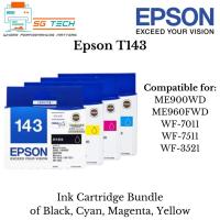 ราคา ◘Epson T143 High Capacity Black Cyan Magenta Yellow Ink Cartridge 143 for ME900WD ME960FWD WF7011 WF7511 WF3521 (16378277995)