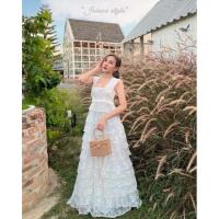 ราคา เดรสยาวระบายชั้นลายหอยทะเลขาว (16077427335)