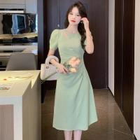 ราคา ชลบุรี ชิปปิ้งเดรสสีเขียว,กระโปรงยาวเกาหลี ชุดเดรสทำงานผู้หญิง กระโปรงทรงเอ ชุดราตรี เดรสแฟชั่น ชุดวินเทจ (23143861450)