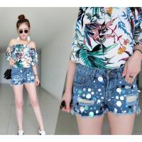 ราคา กางเกงยีนส์ขาสั้นปักเลื่อมทั้งตัว สาวๆต้องมีแซ่บเว่อค่ะ (239547812)