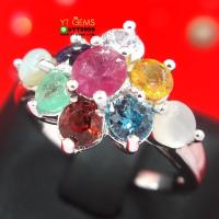 ราคา แหวนนพเก้าแท้ ข้าวหลามตัด แหวนเงินแท้ ชุบทองคำขาว พลอยนพเก้าแท้ (พลอยแท้ครบตามตำรา) YTG-1055 (6444653071)