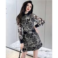 ราคา (2xl) เดรสสั้น เดรสสั้นแขนยาว ลายกุหลาบ เดรสสีดำ สวยมาก งานป้าย lady sunshine (17155719677)