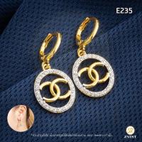 ราคา JNist E235 ต่างหู CC ล้อมเพชรหุ้มทองแท้ ต่างหูเพชรสวิส CZ ต่างหูห่วง ชุบทองไมครอน (11543814727)