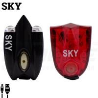 ราคา ชุดไฟติดหมวกจักรยาน SKY แบบชาร์จ USB ไฟหน้าท้ายจักรยาน (6553913540)