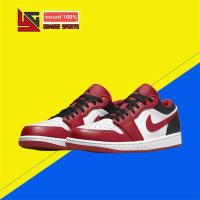 ราคา Air Jordan 1 Low AJ1 สีขาวสีดำสีแดงรองเท้าบาสเก็ตบอล Low-Top Chicago 553558-163 (19483484592)