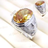 ราคา แหวนบุษราคัม แหวนครุฑ แหวนเงินแท้ ลายพญาครุฑ พลอยบุษราคัม (CZ) YTG-11396 (13737547067)