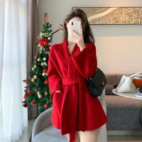 ราคา พร้อมส่ง KD42 โค้ทผ้าวูล โค้ทวูลสีแดงน่ารัก cozycoat (20068491438)