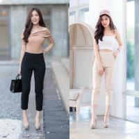 ราคา (A) กางเกงขาเดฟ 7ส่วนงานป้ายผ้าฮานาโกะ เอวสูงทรงเนี๊ยบใส่ทำงานได้ (3275727294)