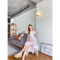 ราคา เซ็ตเสื้อปาดไหล่ + กระโปรงลายดอก เสื้อปาดไหล่ซิปข้างระบายสีพื้น กระโปรงลายดอกผ่าข้าง หวานกรุบละมุนรับซัมเมอร์ (17927866003)