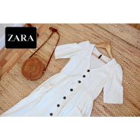 ราคา zara dress ขาว ป้าย M ผ้า cotton 36 ยาว 47 เอว32 สะโพกฟรี ไร้ตำหนิ (14416988743)