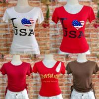 ราคา เสื้อยืดผ้าเรยอน เสื้อนมโต ท็อปครอป เสื้อโชว์หลัง sexy พร้อมส่ง (7340795661)