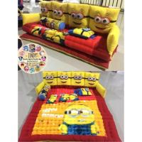 ราคา ที่นอนโซฟาหัวตุ้กตาลายมินเนี่ยนและเพื่อนสีแดงผ้านาโน2in1 พับเป็นโซฟากางออกเป็นเตียง แถมหมอน1 หมอนข้าง1 (1418323468)