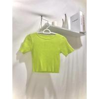 ราคา เสื้อครอปไหมพรม สีเขียวมะนาว (15863275993)
