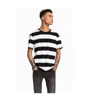ราคา เสื้อยืดแขนสั้นคอกลมลายทาง สีดำ MUJI SIZE M (9939801976)