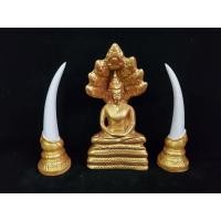 ราคา พระปางนาคปรกพร้อมงาช้างคู่ เรซิ่นพ่นทอง หน้าตัก 5 เซน สูง 9.5 เซน พระประจำวันของคนเกิดวันเสาร์ (19045520503)
