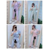 ราคา ชุดเซ็ทกางเกง ชุดเสื้อกางเกง ชุดเซ็ทลายสก๊อต ชุดเซท ชุดลายสก๊อต ชุดแขนตุ๊กตา กางเกงผูกเอว ชุดขายาว กางเกงขายาว (8215105129)