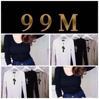 ราคา เสื้อยืดคอยูแขนยาว ผ้าเรย่อน อก32-38 ยาว23 มี 3 สี ดำ ขาว เทา (17683625175)
