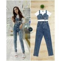 ราคา Set เสื้อยืดสีขาว + ครอปยีนส์ + กางเกงขายาว งานป้าย S M L (8515058601)