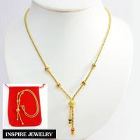 ราคา Inspire Jewelry ,สร้อยคอทองสังวาลย์ ลายบล็อก ลงยาคุณภาพ งาน Design หุ้มทองแท้ 100% 18 นิ้ว พร้อมถุงกำมะหยี่ (855316485)