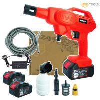 ราคา BONCHI เครื่องฉีดน้ำแรงดันสูงไร้สาย ปืนอัดฉีดน้ำแรงดันสูงไร้สาย ปืนอัดฉีดล้างรถทำความสะอาดพื้น แบต 2 ก้อน แรง 199V สีแดง (14679878807)