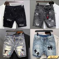 ราคา กางเกงยีนส์ผู้ชายขาสั้น แต่งขาด วินเทจ กางเกงขาสั้นผู้ชาย (23330375688)
