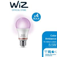 ราคา [แพ็ค4]Philips WiZ Color Ambiance bulb - หลอดไฟเปลี่ยนสีอัจฉริยะ เปลี่ยนสีได้ 16 ล้านสี 8.5 วัตต์ (22777657976)
