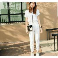 ราคา ❈✘✌กางเกงยีนส์ ผู้หญิง ขายาว เอวสูง แบบเรียบ ผ้าไม่ยืด บอลลูน สีขาว มีไซส์ S-XL กางเกงผู้หญิง 3XjR (10371291637)