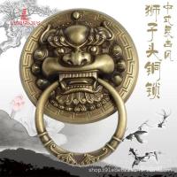 ราคา แหวนประตูหัวสัตว์ทองแดงบริสุทธิ์ประตูไม้หัวยูนิคอร์นหัวจับสไตล์จีนโบราณหัวสิงโตดึงแหวนประตูย้อนยุคมือจับหัวเสือ IEJV (19692833162)