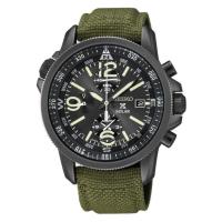 ราคา SEIKO Prospex Solar Alarm Chronograph นาฬิกาข้อมือผู้ชาย สายผ้าสีเขียว รุ่น SSC295P1 (1497032631)