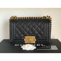 ราคา Chanel Boy 8” Black Caviar Gold Hardware Holo19 (3313271133)