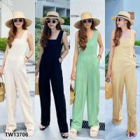 ราคา จั้มสูทขายาวสีครีม ขาว เขียว แขนกุด สไตล์เกาหลี ใส่ชิลๆ เที่ยว น่ารักๆจ้า จั๊มสูท CL7001 TW13706 (4657301000)