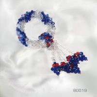 ราคา พวงมาลัยคริสตัลลายดอกสีน้ำเงิน/แดง สลับสีขาว B0019 (6069756336)