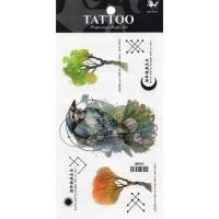 ราคา Tattoo Sticker แท็ททู สติกเกอร์ นก ต้นไม้ ศิลปะ (2324574739)
