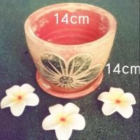 ราคา กระถางต้นไม้ กระถางดินเผา เคลือบ ลายดอกไม้สีส้ม สำหรับปลูกต้นไม้เล็ก ขนาดกว้าง 14 cm (2398405087)