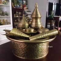 ราคา ชุดเชี่ยนหมากเนื้อทองเหลืองตอกลายทรงโบราณ (3542331654)