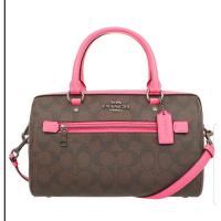 ราคา ของแท้100% Coach ทรงหมอน สีกาแฟดำ แต่งขอบชมพู มีสาย cross body ปรับสายได้จ้า (4160341042)