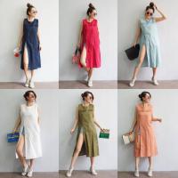 ราคา ชุดเดรสแฟชั่นเนื้อผ้าลินิน ผ่าสูงด้านหน้า แต่งตีเกร็ดช่วงหน้าอก มีกระเป๋าด้านข้างมีซิบด้านหลัง ทรงสวยมากเรียบหรูดูดี (8571184138)