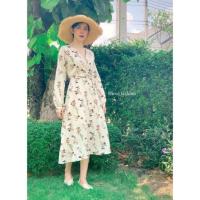 ราคา Hi-so long-sleeve dress เดรสไขว้หน้าแขนยาวลายดอก (2186413427)