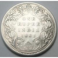 ราคา ปี 1881, เหรียญ 1 Rupee, ประเทศอินเดีย ยุคอาณานิคมอังกฤษ (British India), เนื้อเงิน, Queen Victoria (8212882462)